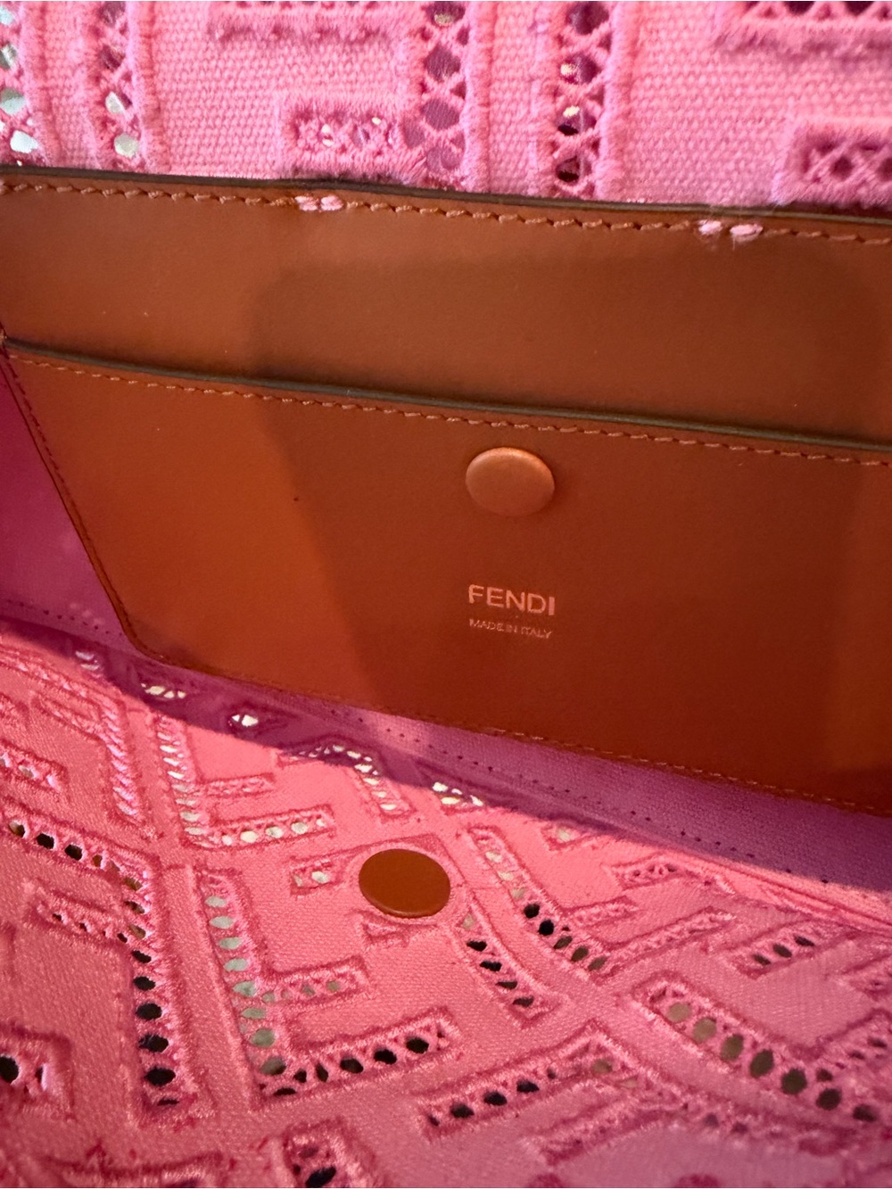 Designer inspired Pink FF Pattern Leather Shoulder Bag with Wide Strap - Picture 2 of 4